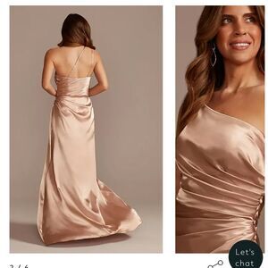 Davids Bridal Galina Signature charmeuse draped one-shoulder dress size 2